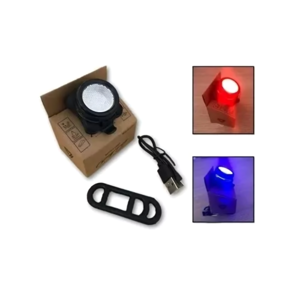 Luz Trasera P/bicicleta Gw Recargable Rojo Azul 5 Modos - Image 3