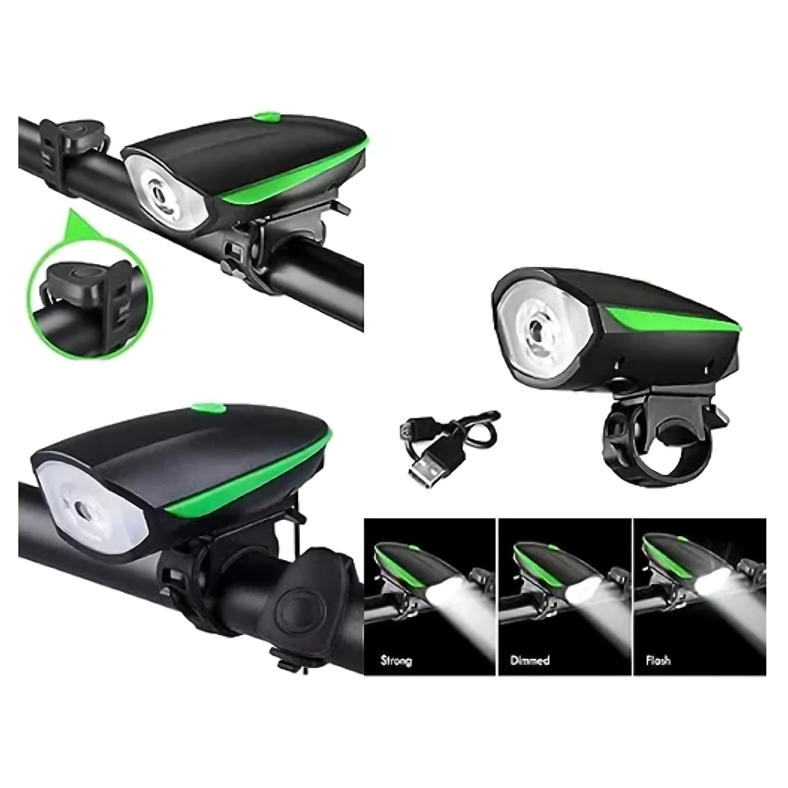 Luz Delantera P/bicicleta Gw Recargable 250lm + Corneta Pito - Imagen 5