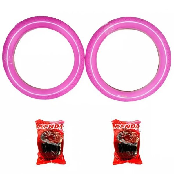Combo Bicicleta Rin 16" - 2 Cauchos Rosados + 2 Tripas Kenda