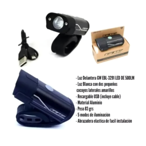 Luz Luces Led P/bicicleta Delantera 500 Lumene Gw Recargable